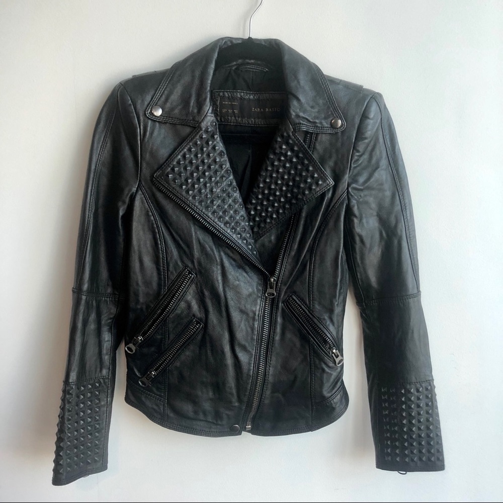 Zara Lambskin Leather biker jacket